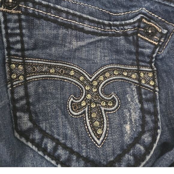 Rock Revival Medium Wash Amy Skinny Whiskering Distressed Women's Jean's 28 - Picture 3 of 8